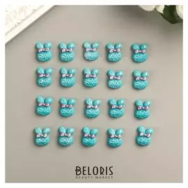 Декор для творчества пластик "Зайка с розовым бантом" перламутр набор 20 шт 1,4х1,1 см