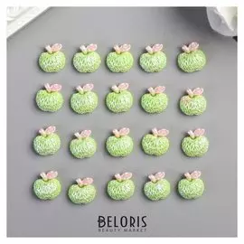 Декор для творчества пластик "Зелёное яблоко" перламутр набор 20 шт 1,2х1,2 см