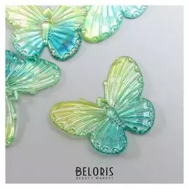 Декор для творчества пластик "Зелёные бабочки" набор 5 шт 3,2х4,1 см