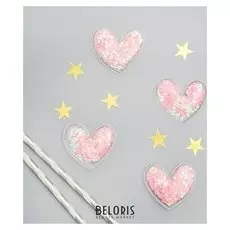 Декор для творчества «Сердце» набор 4 шт, размер 1 шт: 0,5×4×4 см, цвет розовый