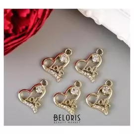 Декор для творчества стразы "Сердце Love" 2х1,3 см