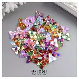 Декор для творчества "Трилистник" зелёно-синий 14 мм 20 гр