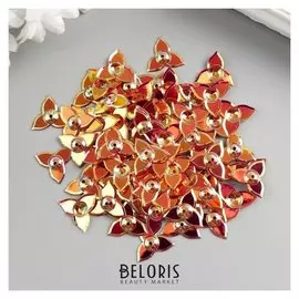 Декор для творчества "Трилистник" золото-красный 14 мм 20 гр