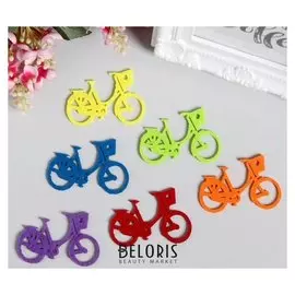 Декор для творчества войлок "Велосипеды" набор 6 шт 4,2х6,2 см