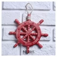 Декор интерьерный «Штурвал» на стену, коралловый, 18 х 18 х 2 см