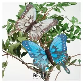 Декор на прищепке бабочка, цвет голубой и серый