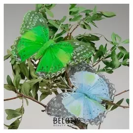 Декор на прищепке бабочка, цвет голубой и зеленый