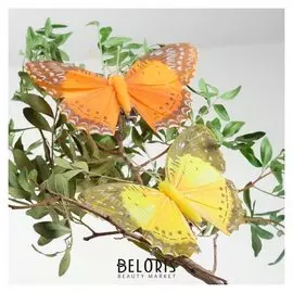 Декор на прищепке бабочка, цвет желтый и оранжевый