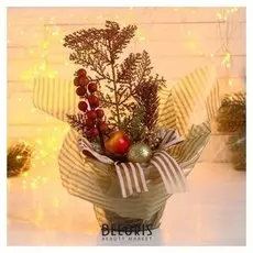 Декор "Новогодние причуды" яблочки и веточки, 25 см золото