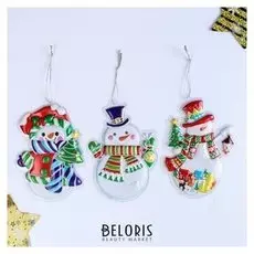 Декор пластик объёмный "Новогодний - снеговик" 23х12,5 см