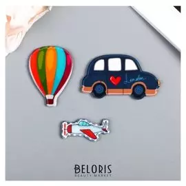 Декор пластик "Путешествия" набор 3 шт 4х2,2 см