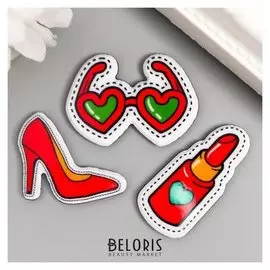 Декор пластик "Женские радости" набор 3 шт 3,4х1,5 см