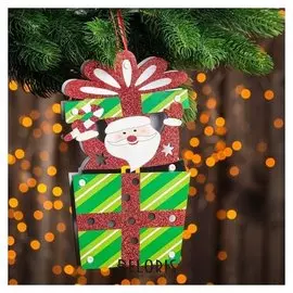 Декор с подсветкой "Дед мороз и подарок" 2,2×13,5×25 см