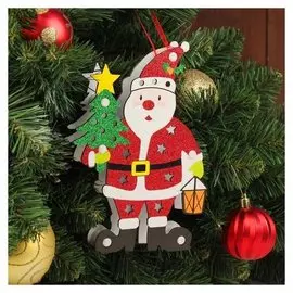 Декор с подсветкой "Дед мороз с ёлкой" 2,2×14×20 см