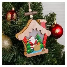 Декор с подсветкой «Дед мороз в домике»