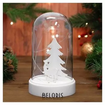 Декор с подсветкой "Олень и ель"