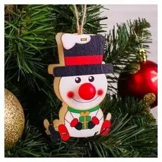 Декор с подсветкой «Снеговик с подарком»