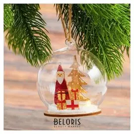 Декор с подсветкой в стекле "Праздничный шар" 8х8х7 см