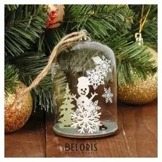 Декор с подсветкой в стекле "Зимняя сказка" 7×7×10 см