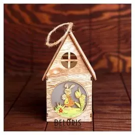 Декор с подсветкой «Зайка с яйцом, в цветах» 10×11×20,5 см