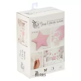 Декор в детскую комнату: подушка и гирлянда «Жизнь в розовом цвете», набор для вязания