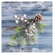 Декор "Зимнее чудо" шишка на ветке с ягодами 35 см