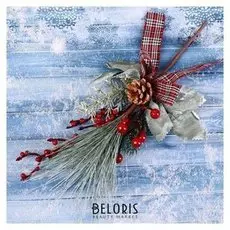 Декор "Зимнее очарование" шишка ягоды хвоя бантик 28 см