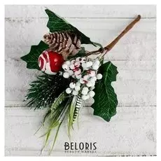 Декор "Зимнее очарование" шишка с зеленью 19 см