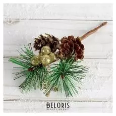 Декор "Зимние грезы" две шишки ягодки хвоя 15 см