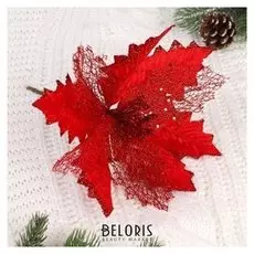 Декор "Зимний цветок" 23*25 см, блеск, красный