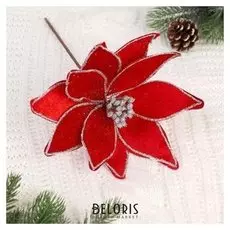 Декор "Зимний цветок" 24*25 см, кант, красный