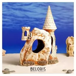 Декорации для аквариума "Замок со скалой" высокая башня