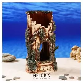 Декорация для аквариума "Колизей" коричневый, 14 х 14 х 25 см