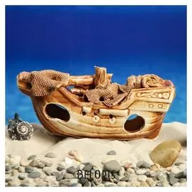 Декорация для аквариума "Корабль средний", 8 х 24 х 11 см, микс