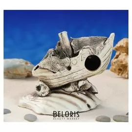 Декорация для аквариума "Кораблик на ракушке", 14 х 12 х 10 см, микс