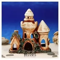 Декорация для аквариума ''Замок с домиком", 10 х 20 х 14 см, микс