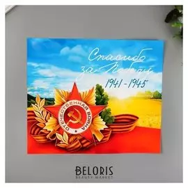 Декоративная наклейка "Спасибо за победу" 25х30 см