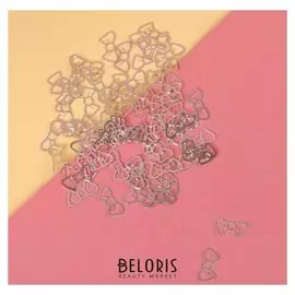 Декоративные элементы «Бантики», 0,6 × 0,3 см, 100 шт, цвет серебристый