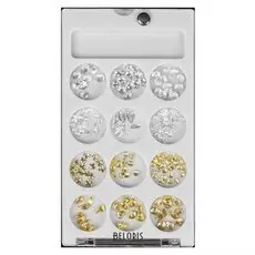 Декоративных объёмных элементов, 12 ячеек, цвет серебристый/золотистый