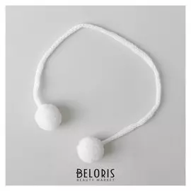 Декоративный элемент на верёвочке 2 шарика, D= 1,5 см, набор 6 шт., цвет белый