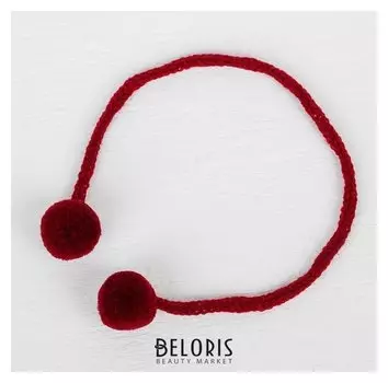 Декоративный элемент на верёвочке 2 шарика, D= 1,5 см, набор 6 шт., цвет бордовый