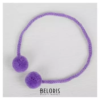 Декоративный элемент на верёвочке 2 шарика, D= 1,5 см, набор 6 шт., цвет фиолетовый