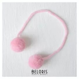 Декоративный элемент на верёвочке 2 шарика, D= 3 см, набор 4 шт., цвет нежно-розовый