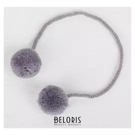 Декоративный элемент на верёвочке 2 шарика, D= 3 см, набор 4 шт., цвет серый