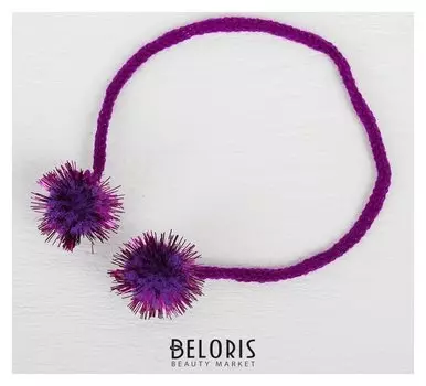 Декоративный элемент на верёвочке 2 шарика с блеском, D= 2 см, набор 8 шт., цвет фиолетовый