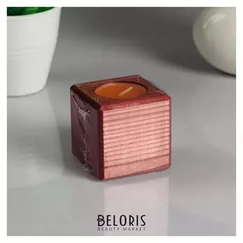 Декоративный подсвечник "Красное дерево", со свечой Апельсин