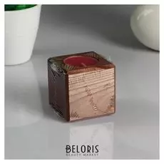 Декоративный подсвечник "Мокко", со свечой"вишня"