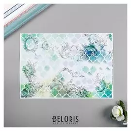 Декупажная карта "Бирюзовый узор" плотность 45 г/м2, формат А4