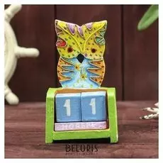 Деревянный календарь "Сова"7х4х10 см (2языка)