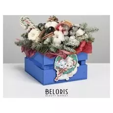 Деревянный ящик реечный «Мышки», 13 × 13 × 9 см, с декором